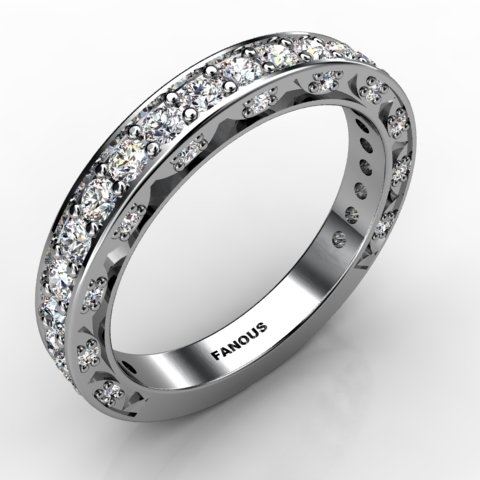 18k White Gold Wedding Band 0.934cts SKU: 0300764-18kw